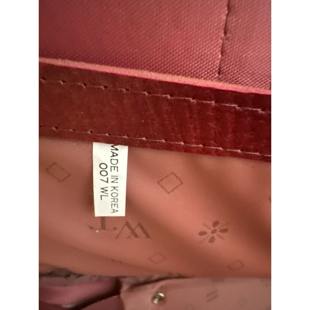 Vintage World Traveler Burgundy Faux Red Leather Luggage Bag Mid Cent Decor Prop